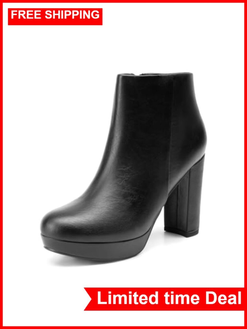Women's Stomp High Heel Ankle Boots Platform Zip Round Toe